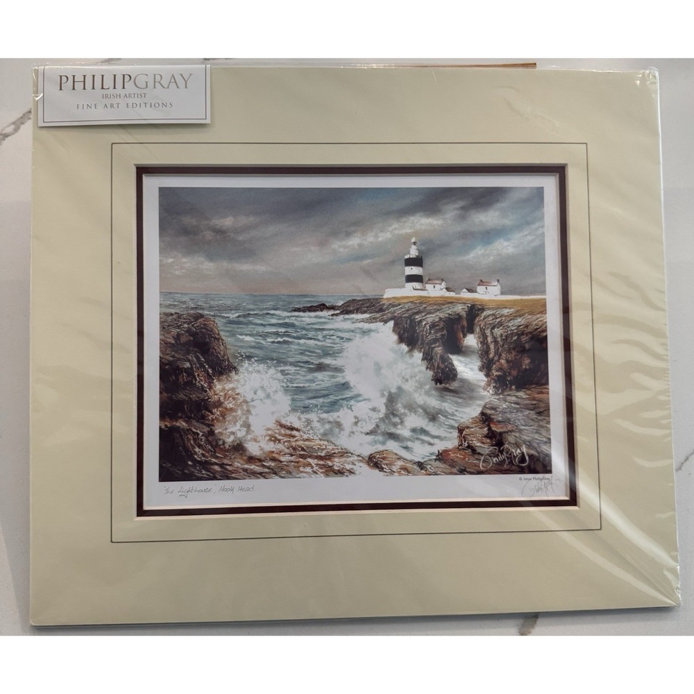 PHILIP GRAY SIGNED MOUNTED PRINT The Lighthouse", Hook Head, Ireland 14"x12"